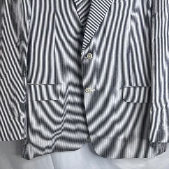 Jos A Bank Seersucker Striped 100% Cotton Blazer Preppy Single Breasted Size 43R - Picture 4 of 12